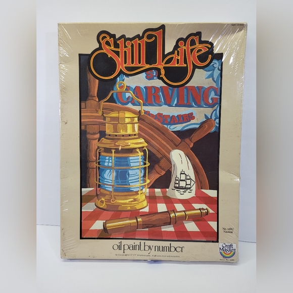 VTG Paint by Number Nautical Still Life Painting Ship Decor craft Master Lantern - Picture 1 of 10